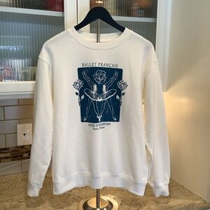 Hi Res Ballet Français Sweatshirt White and Blue Size Medium EUC